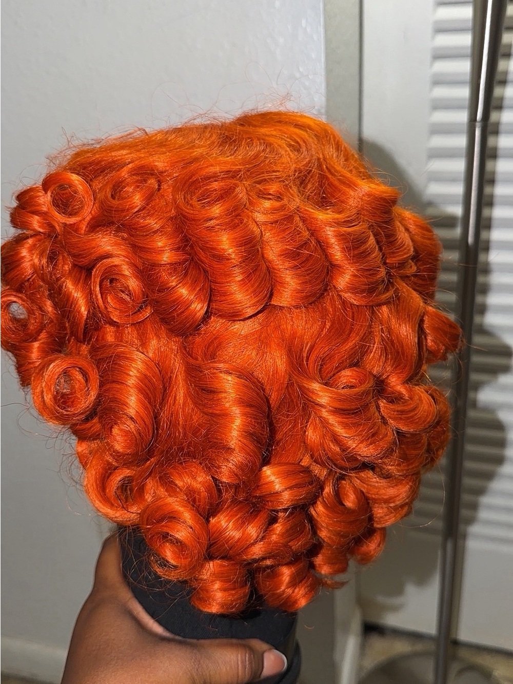 Vibrant Orange Curly Short Wig for Women